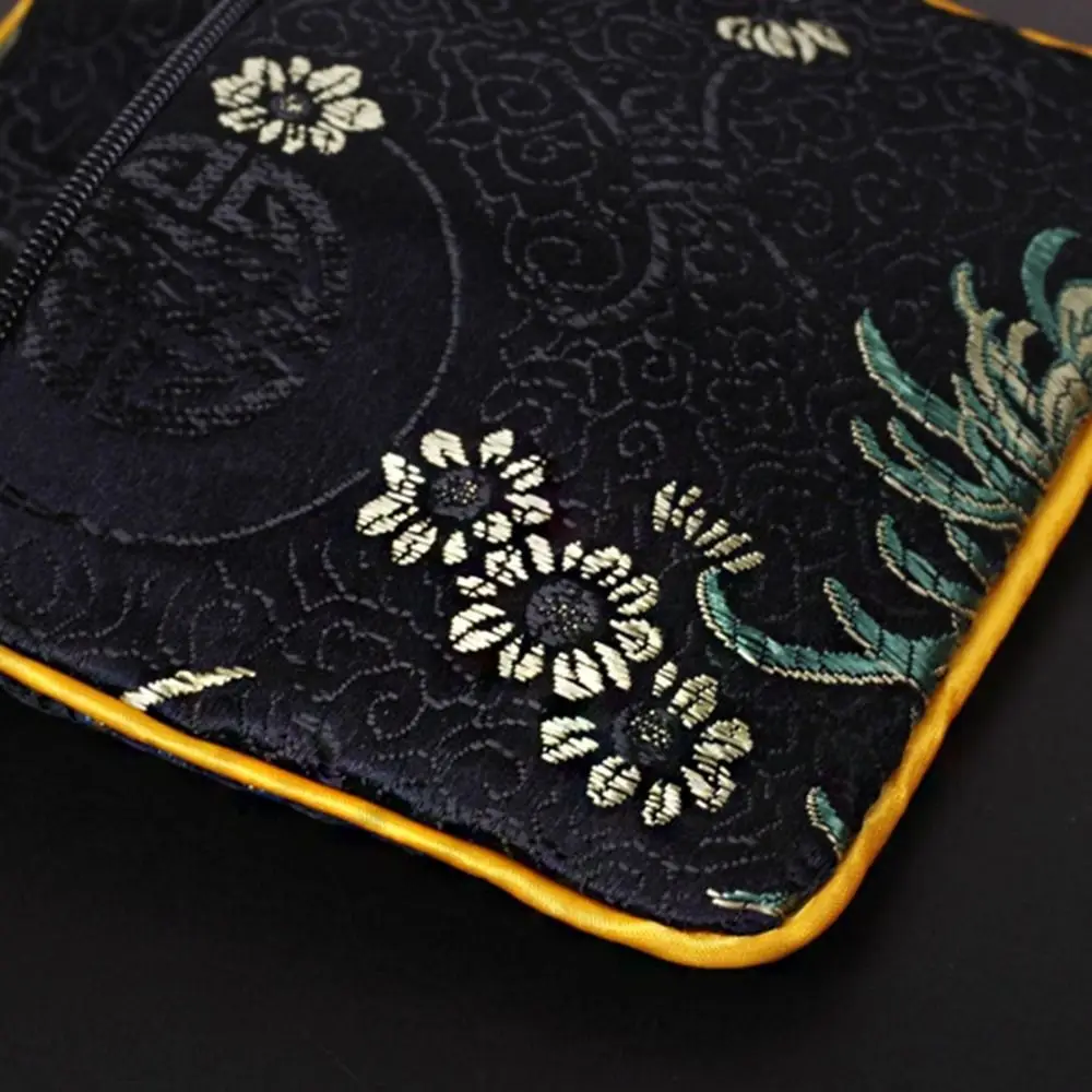 

Cloth Embroidery Coin Pouch Flower Tassel Cloth Wallet Embroidered Jewelry Case Copper Cash Pendant Chinese Style Coin Pouch