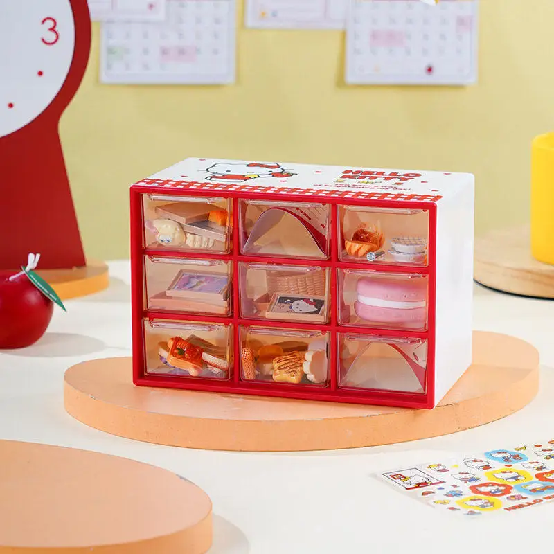 

Hello Kitty 9 grid Drawer Cartoon Transparent Dustproof Partition Jewelry Stationery Desktop Miscellaneous Sorting Box Wholesale