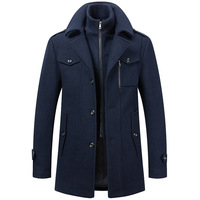 Men Fashion Autumn Winter Wool Trench Coats Fashion Middle Long Jacket Male Double Collar Zipper Coat Windbreak Woolen Overcoat