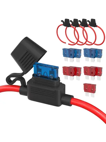 DaierTek 5PCS 18 Gauge Fuse Holder 12V for ATC/ATO Blade Fuse Inline Fuse Holder 12V with 18 AWG Wires with 10A 15A Fuse Car
