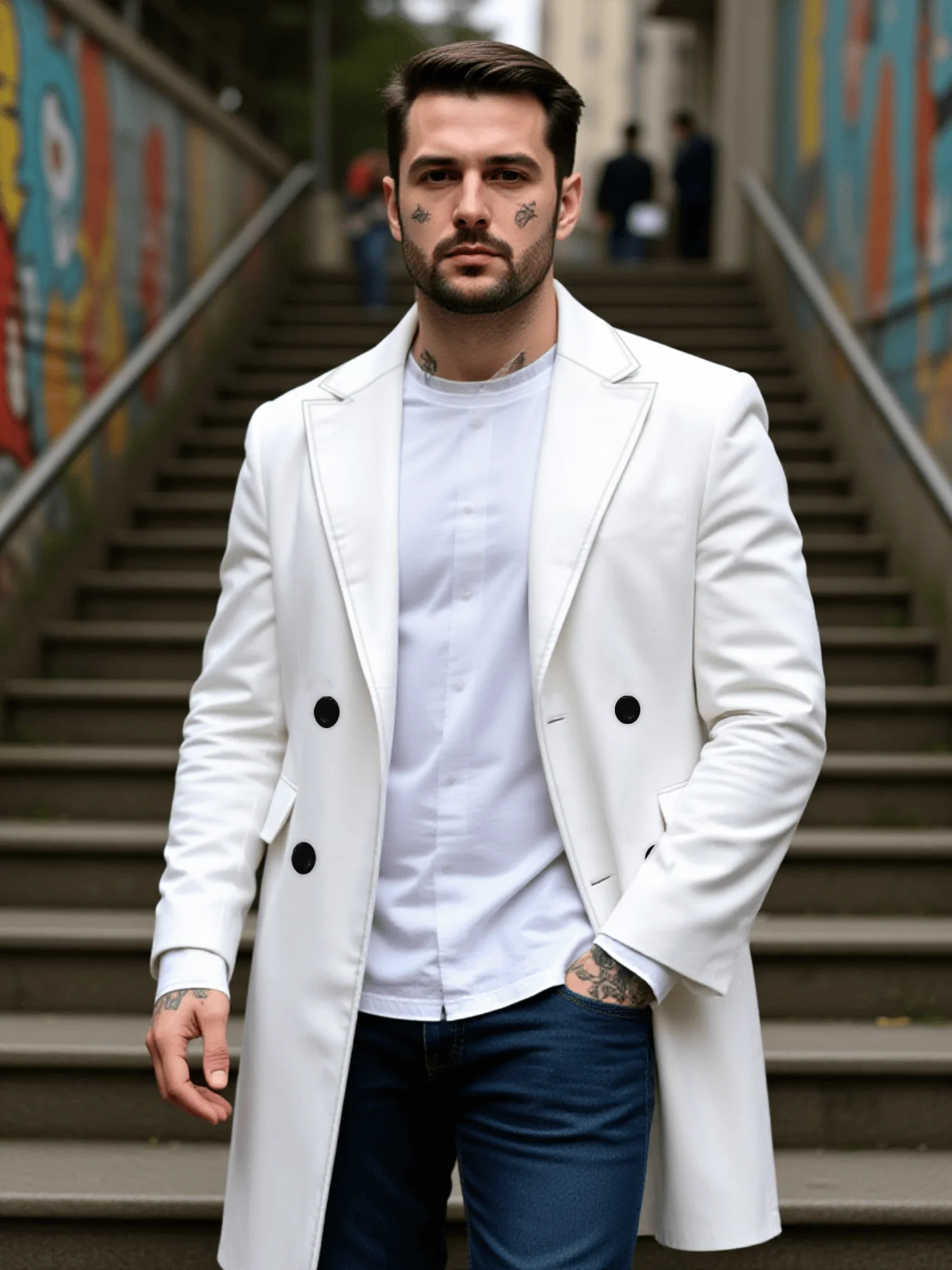 

Мужское двубортное шерстяное пальто, осенне-зимний теплый плащ, длинное повседневное пальто для уличных поездок