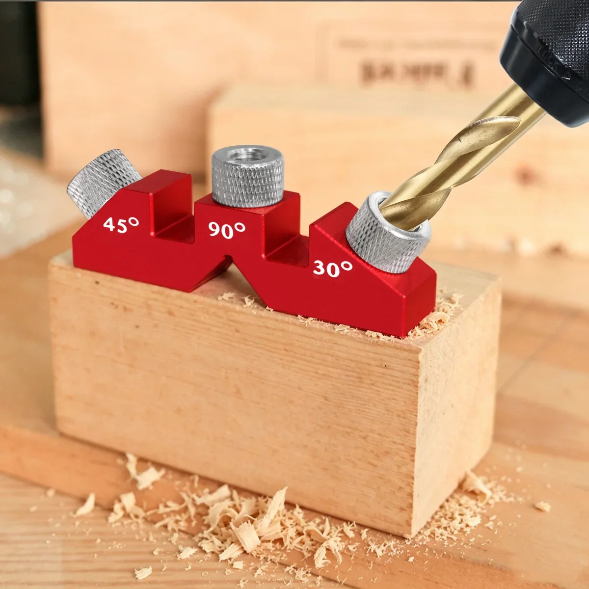 Holzbearbeitungs-Mehrwinkel-Bohrschablone 30/45/90 ° Lochstanzer mit 8 Bohrbuchsen, vertikaler Schrägbolzenbohrer für Holz, DIY – Detail 10