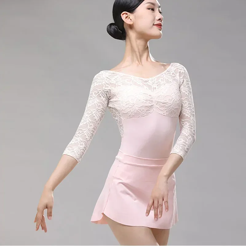 

Ballet skirt adult dance dress ballet tutu ballerina dance wear side split ballet short skirt A-line Woman Figure Skating Skirt