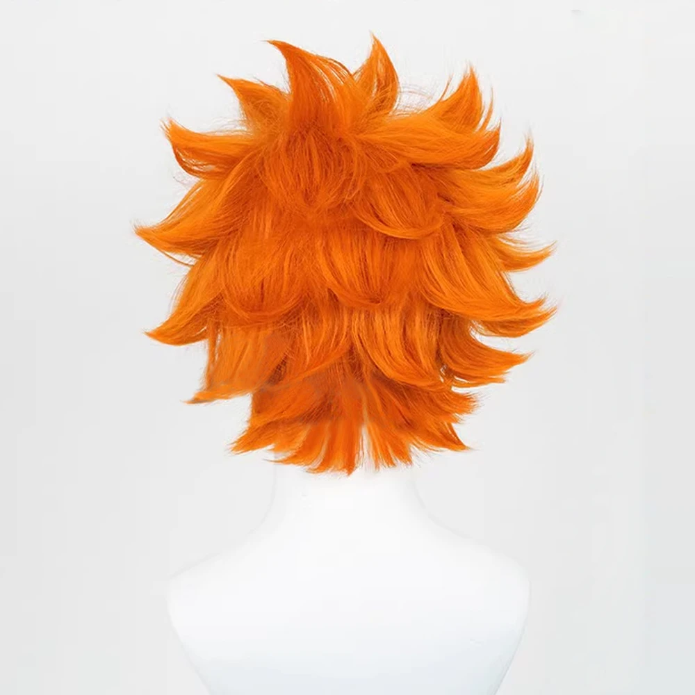 باروكات صناعية قصيرة مجعدة برتقالية مع غرة للرجال، شعر مستعار للحفلات التنكرية، شعر مستعار مقاوم للحرارة