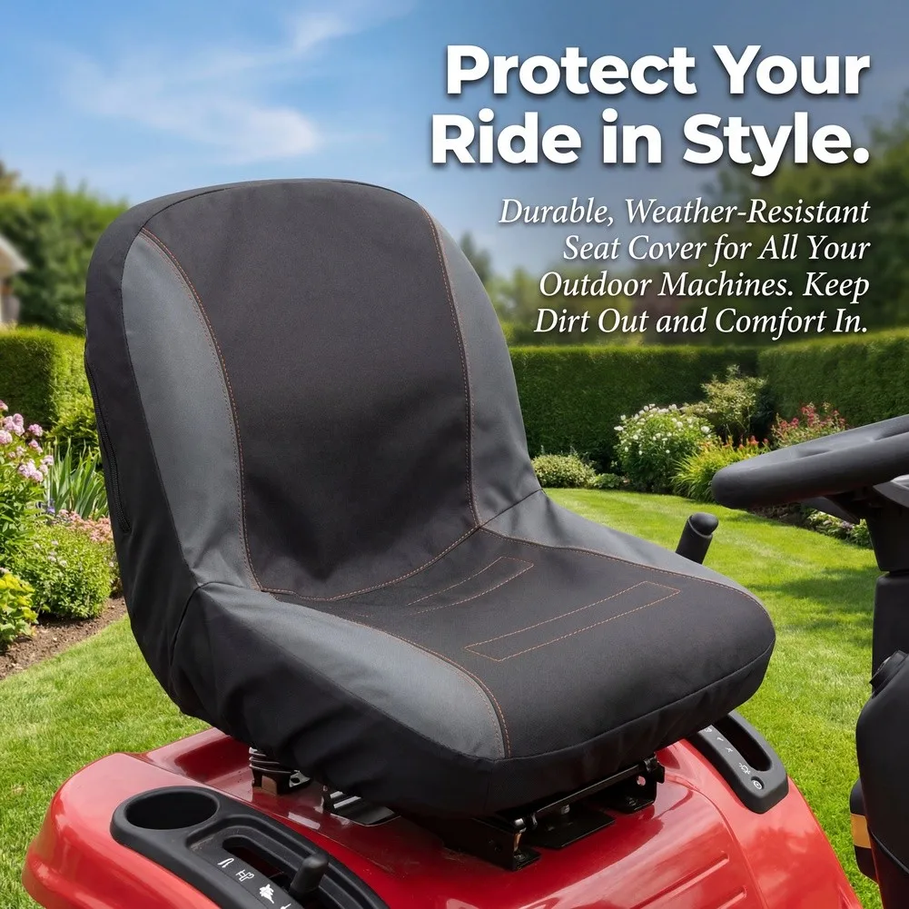 Seat Cover for Outdoor Power Equipment Including Lawn Mowers For Tractors and ATVs with Focus on Dust and Weather Resistance