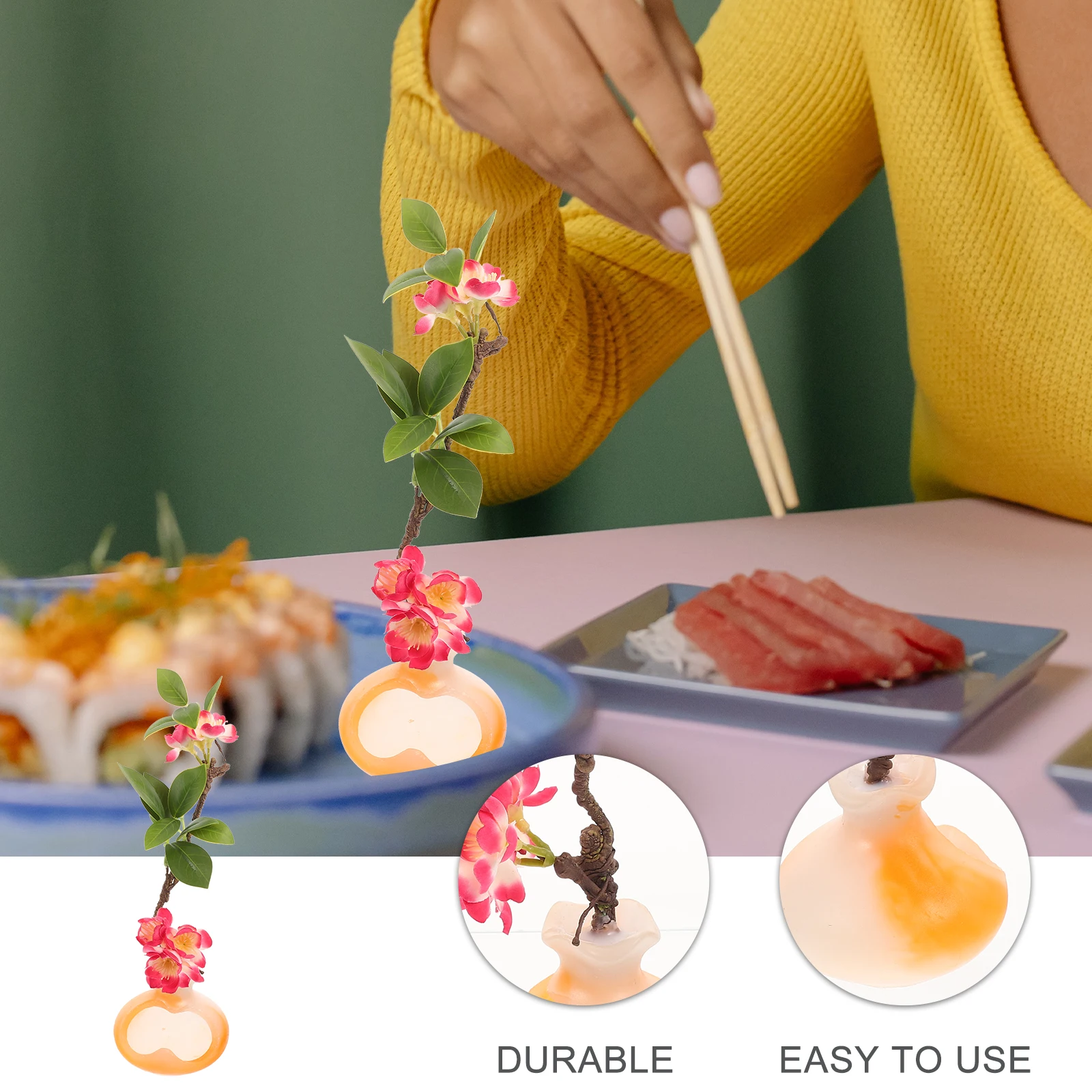 

Fake Flowers Sushi Plate Cold Dish Decoration Lifelike Embellishment Wear-Resistant Desktop Ornament Kitchen Dish Sashimi