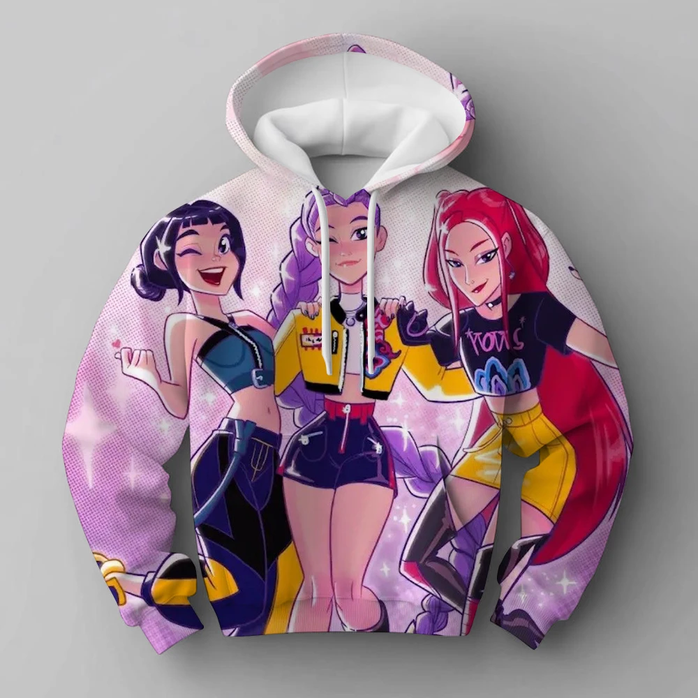 KPop شيطان الصيادين Huntrix هوديي الاطفال مقنعين البلوز طفل الفتيات البلوز هوديس الفتيان موضة ملابس خارجية ملابس الأطفال