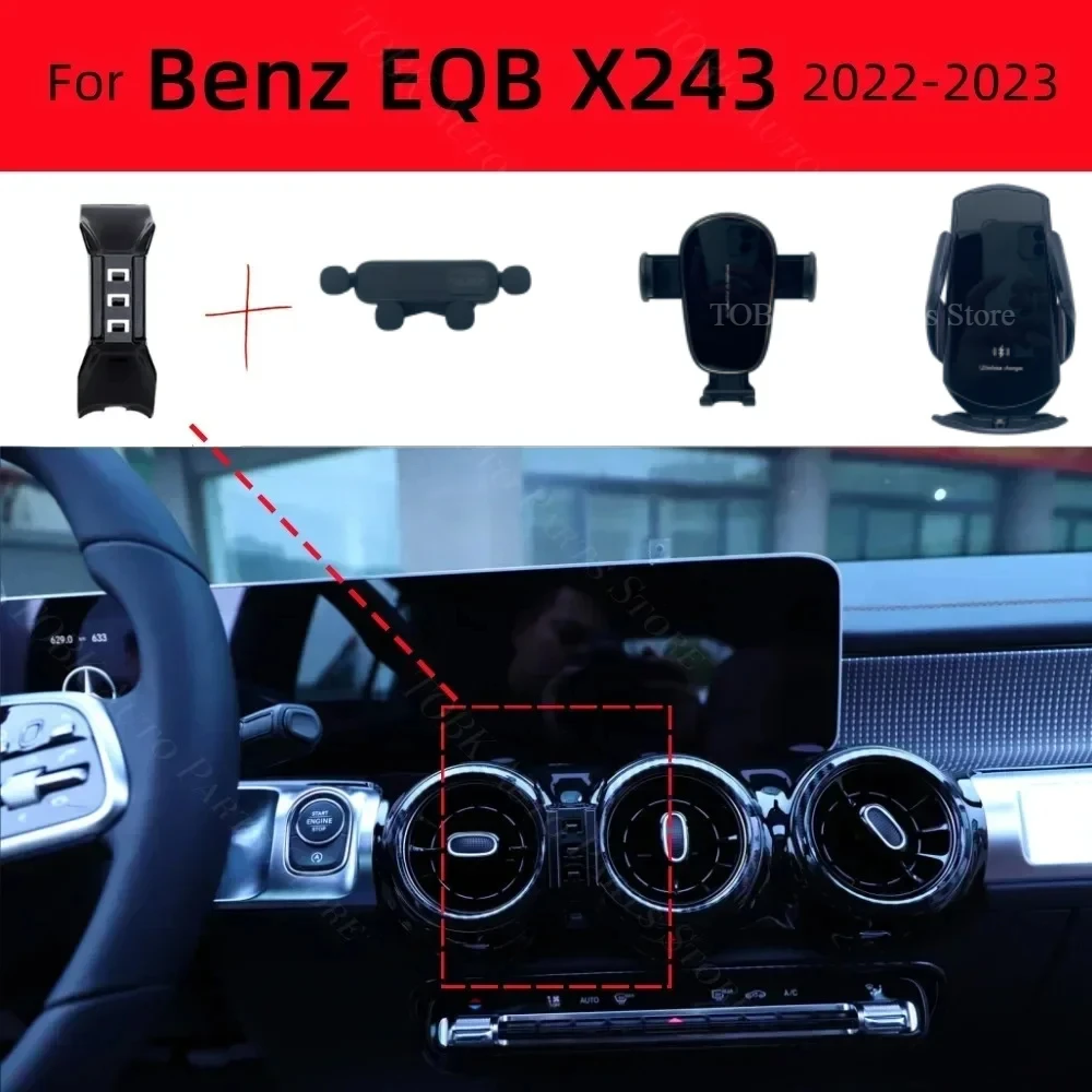 Suporte para telemóvel para carro, para Mercedes Benz EQB 250 300, modelos 2022-2023. Base de suporte especial e resistente, com carregamento sem fios