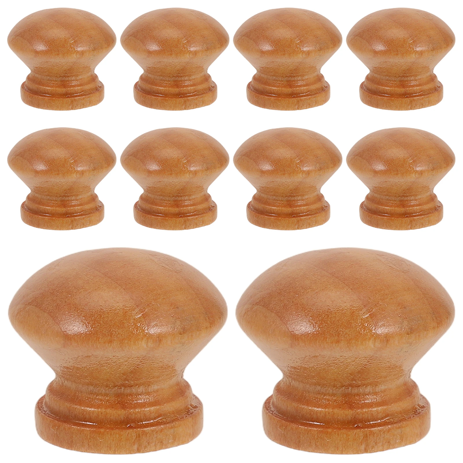 

20pcs Solid Wood Drawer Handle Pulls Cabinet Door Knobs Dresser Handles Wooden Mushroom Round Furniture Hardware Closet
