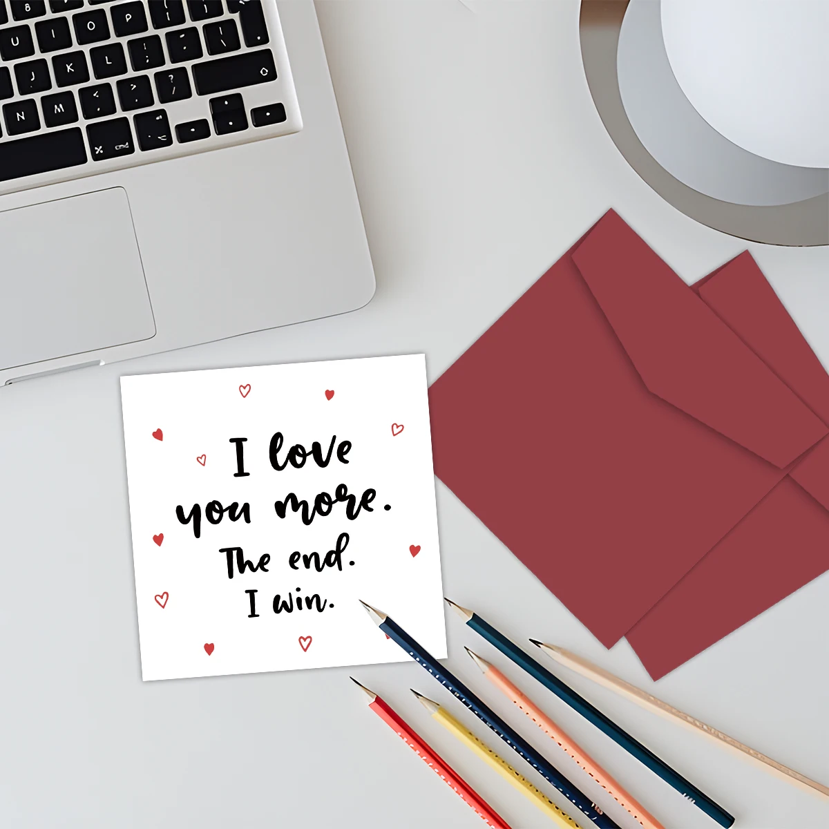 �I Win and I Love You More“-Grußkarte mit Umschlag, romantische Jubiläums-Geburtstagskarte für Ehemann, Ehefrau, Freund, Freundin – Detail 5