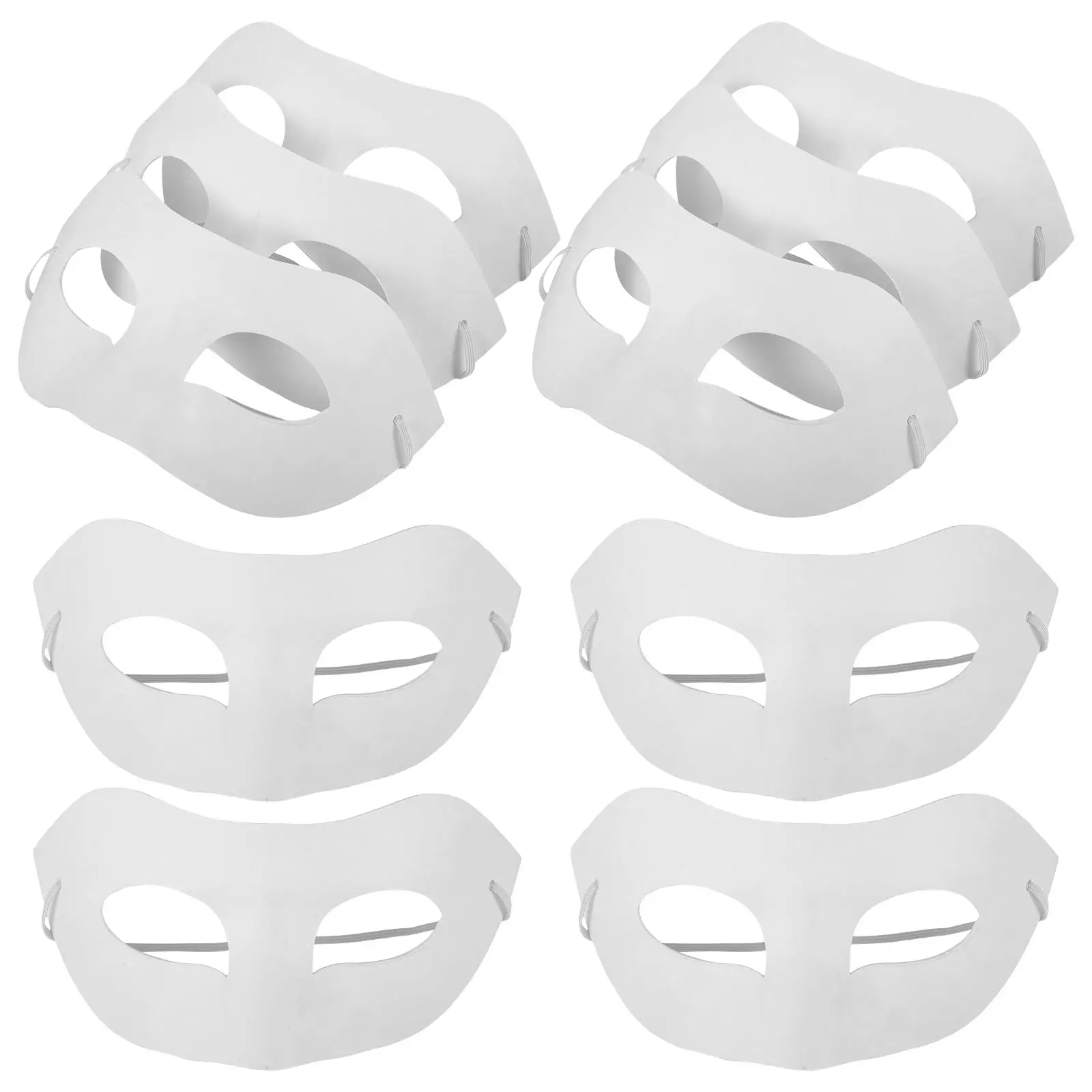 10 Stück leere Masken zum Basteln, weißer Papierzellstoff, halbe DIY-Malerei, unbemalt, Maskerade-Maske, Dekor, Erwachsene, Party, Cosplay