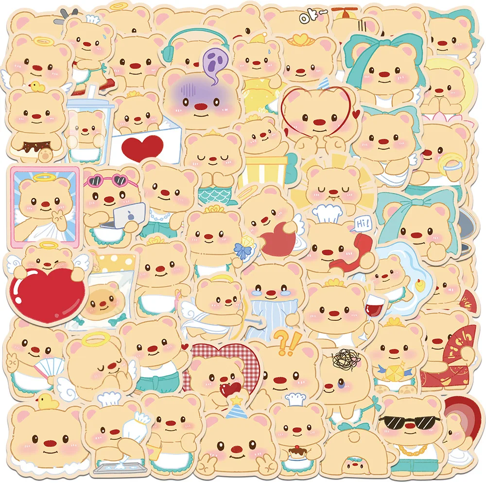 

60pcs Cartoon Cute Butter Bear Stickers For Water Bottle Skateboard Mobile Phone Laptop Computer Sticker Creative Decoration﻿ Ki