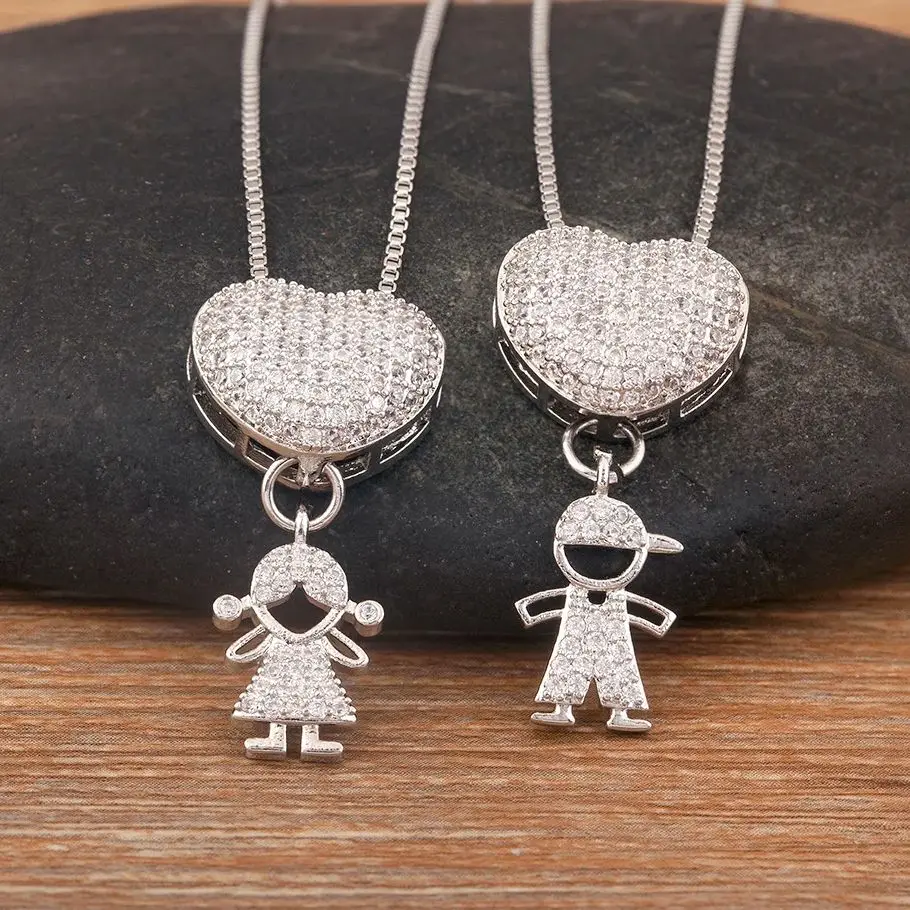 AIBEF Gold/Silver Color Fashion Heart Charm Pendant Necklaces For Women Son/Daughter Clavicle Chain Choker Jewelry Accessories