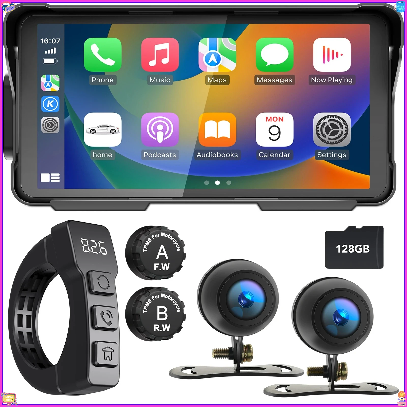 

5,5-дюймовый беспроводной CarPlay Moto Android Auto портативный цифровой мотоцикл приборная панель GPS-навигация экран монитор DVR TP