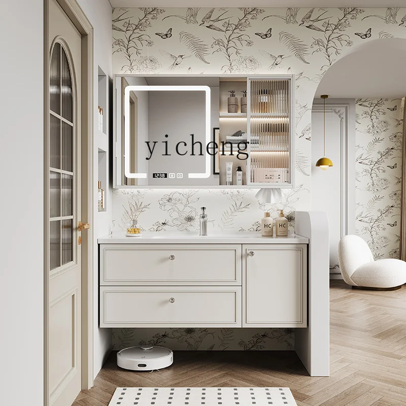

XL oak paint bathroom cabinet combination ceramic integrated basin toilet washbasin cabinet