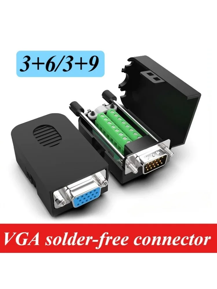 Connecteur VGA DB15 sans soudure mâle femelle 3 rangées 15 broches connexion parallèle borne 3+6 3+9 adaptateur d'écran d'ordinateur projecteur