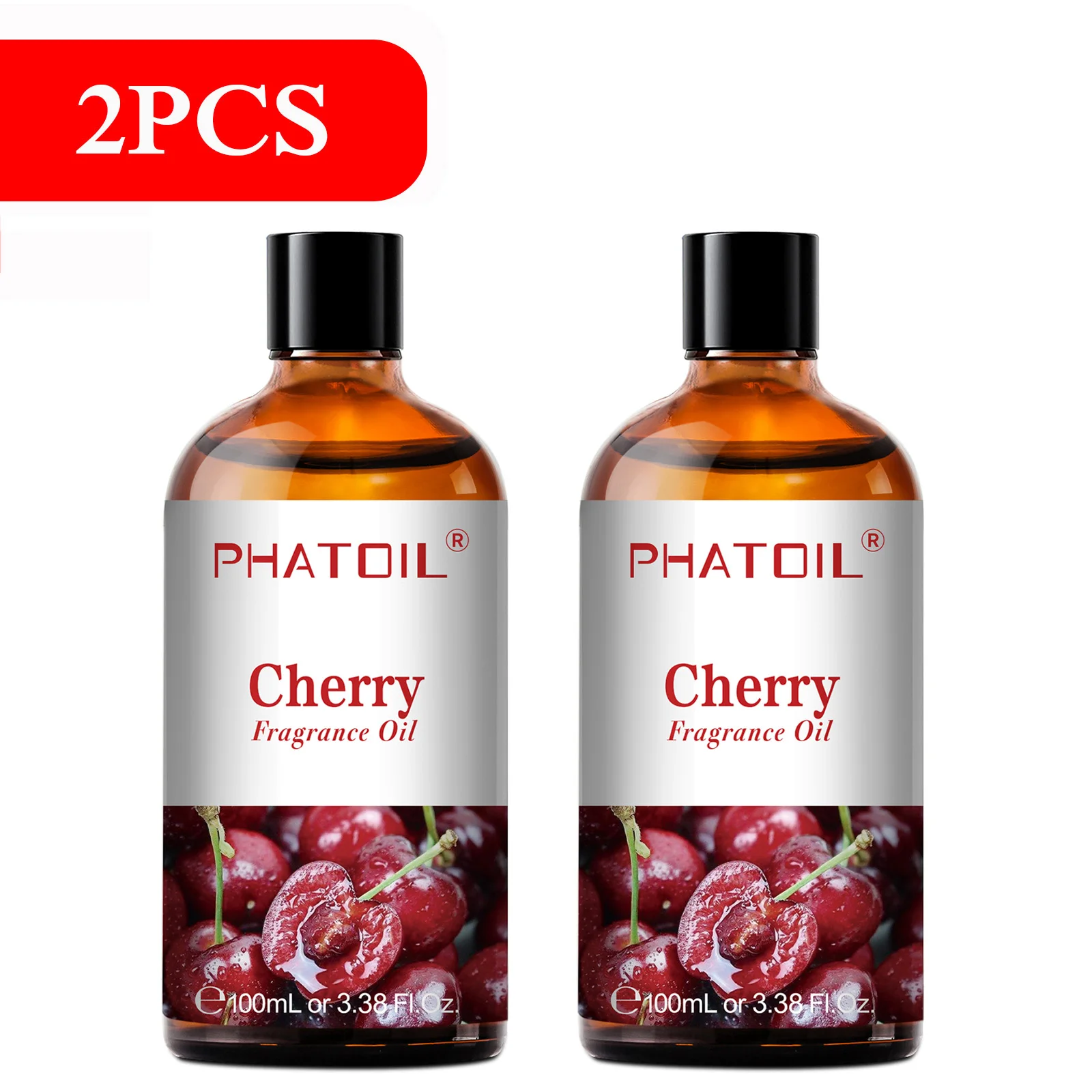 PHATOIL 2PCS 100ml Fragrance Oil Set for Diffuser Humidifier Soap Candle Making 3.38FL.OZ Long Lasting Aroma Oils Coconut & Vanilla Mango Cherry Strawberry Apple Lemon Peach image 5