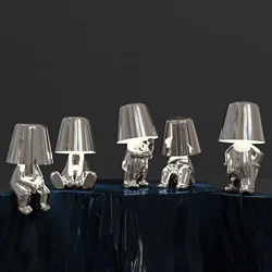 Modern New Thinker Golden Statue Desk Lamp Bedroom Touch Atmosphere Usb Charging Decorative Desk Lamp Ornament