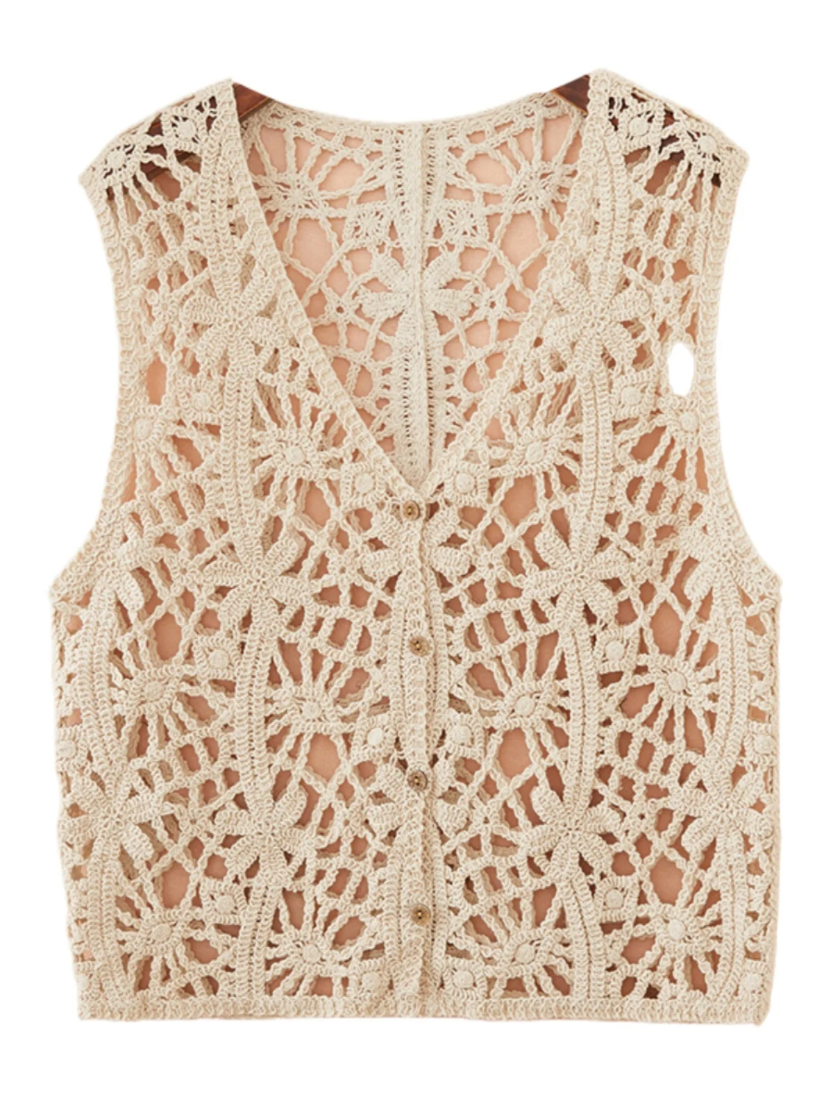 Cardigan aperto estivo leggero lavorato a maglia con gancio scavato Fiore Gilet da donna Top Svel Capispalla in cotone V-Ne Single Bu...