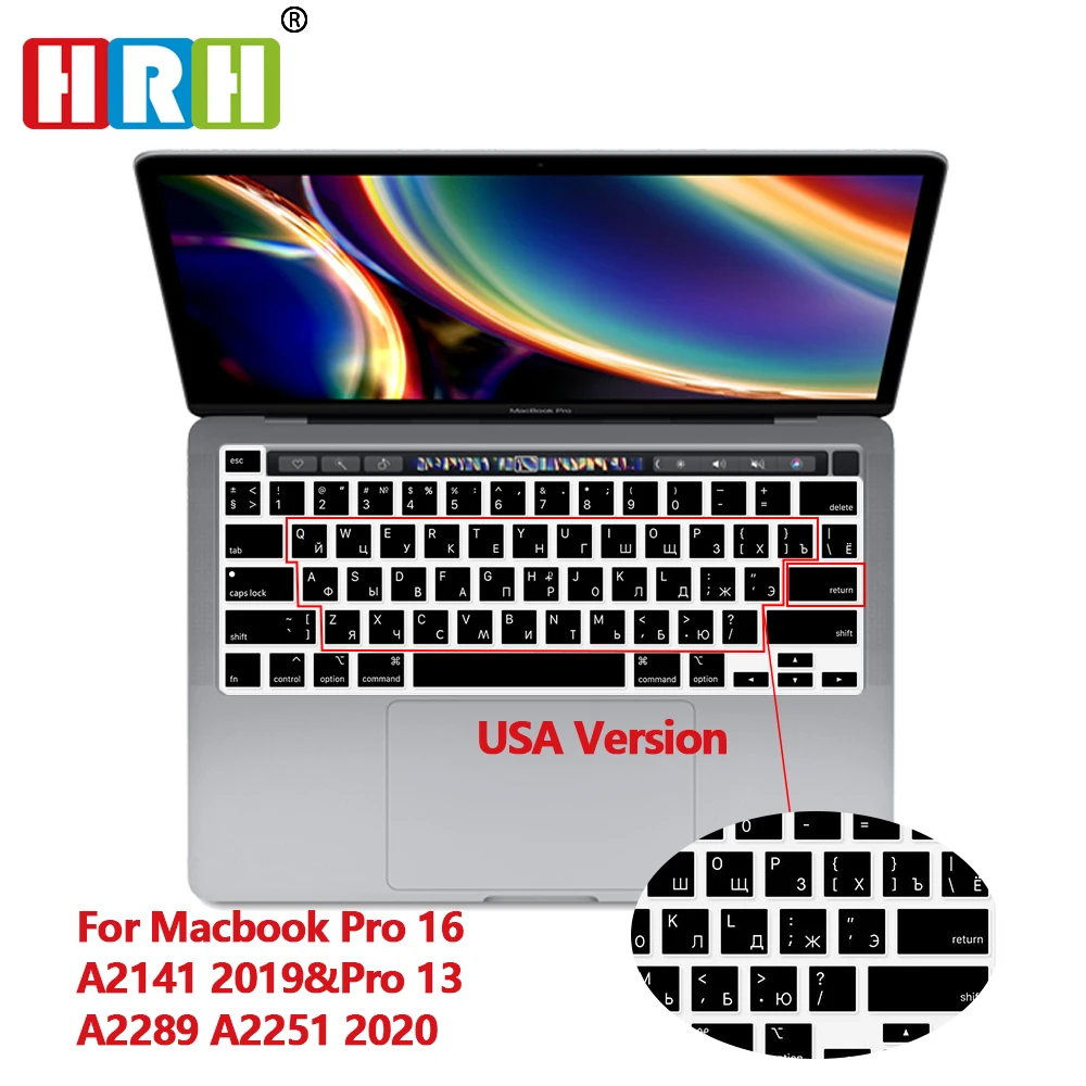 HRH Silicone Foreign Language Keyboard Skin Cover US Version For MacBook Pro16 2019 A2141 Pro 16M1 M2 Chip A2338/A2251 2020 2022