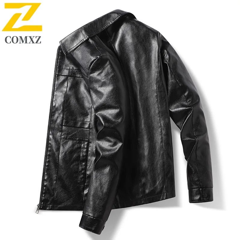 

COMXZ Высококачественная американская мужская кожаная куртка, легкое мотоциклетное пальто, 2021, ветрозащитная осенняя одежда с воротником-стойкой для путешествий