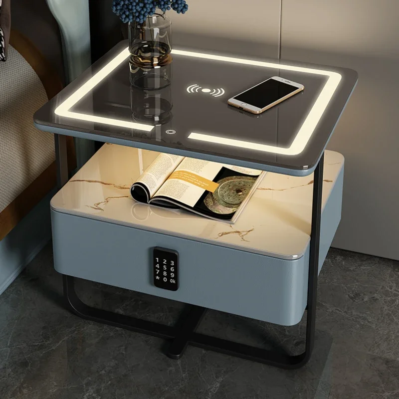Charger Modern Bedside Table Led Night Light Space Saving Smart Nightstands