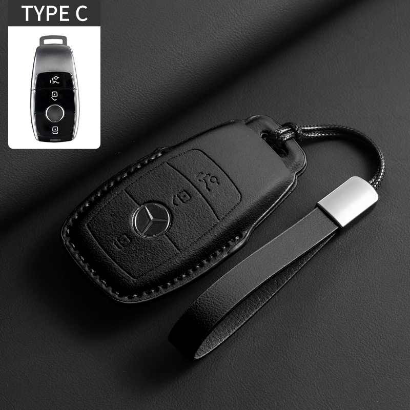 Funda Protectora de Cuero para Llaves de Coche Mercedes Benz Clase A C E S G GLC CLE CLA GLB GLS W177 W205 W213 W222 X167 AMG