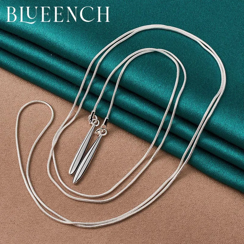 

Blueench 925 Sterling Silver Smooth Cylinder Pendant Snake Chain Necklace for Women Proposal Marriage Simple Fashion Jewelry