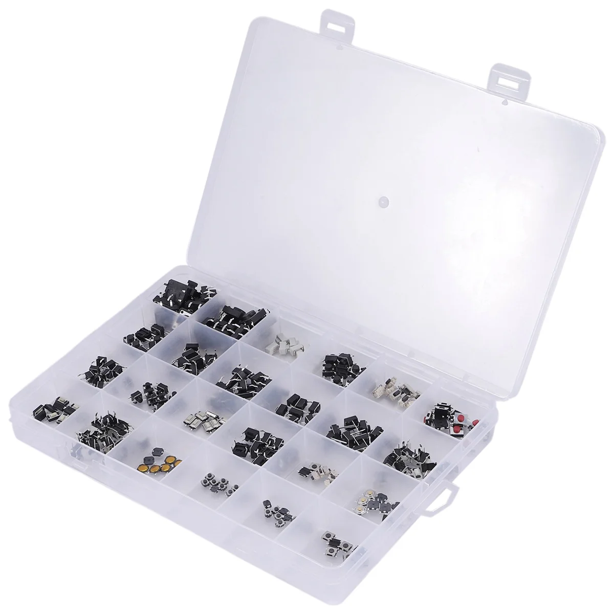 250Pcs Micro-Switch Assorted Push Button Tact Switches Reset 25Types Mini Leaf Switch SMD DIP 2X4 3X6 4X4 6X6 DIY