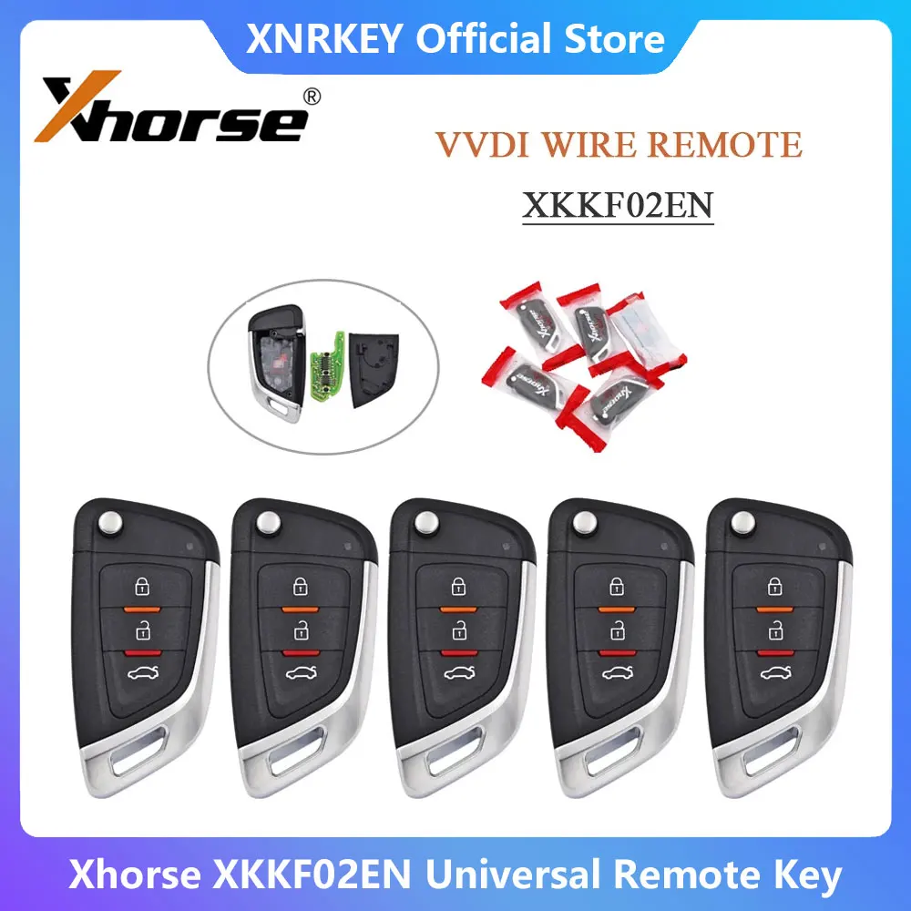 

2/5/10 Xhorse XK Series XKKF02EN Universal Wire Remote VVDI Car Key 3 Buttons for VVDI2 / VVDI Mini / Key Tool Max Knife S