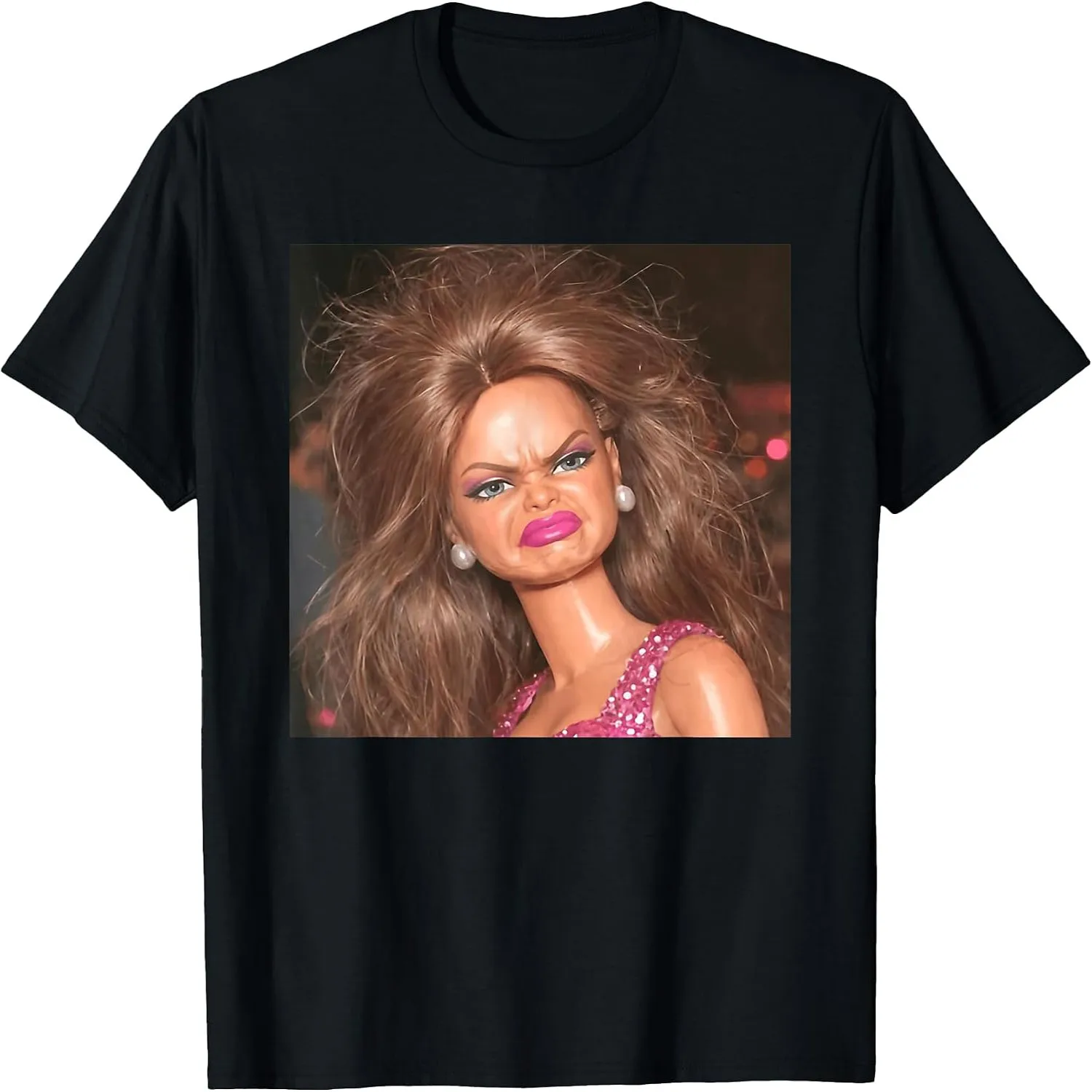 Funny Creepy Doll Face Meme Expression Hilarious Sarcastic T-Shirt
