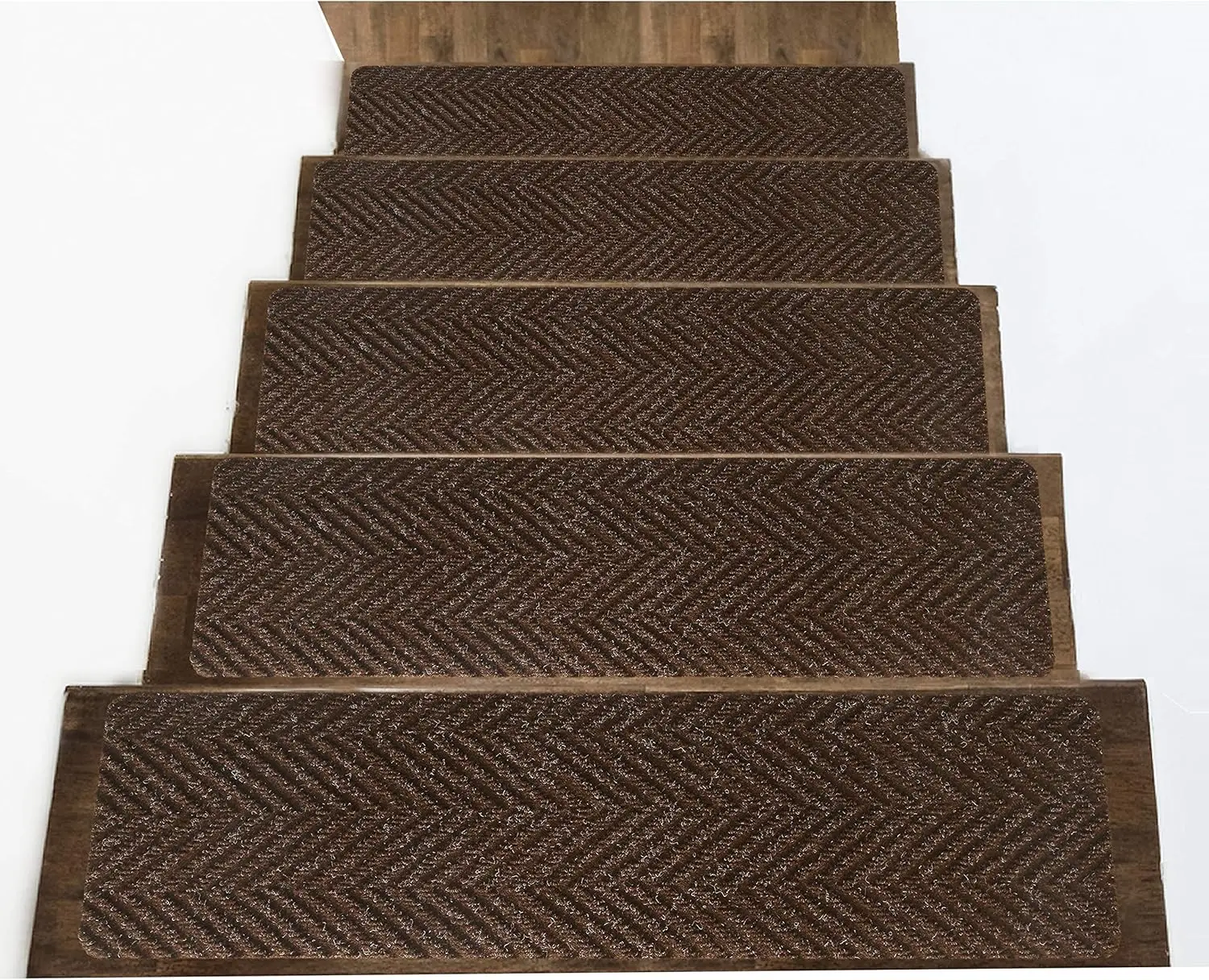 

Non-Slip Stair Treads 32"x8" Set of 14 - Rubber Mats for Wood Steps, Safe for Kids, Pets & Elderly - Brown