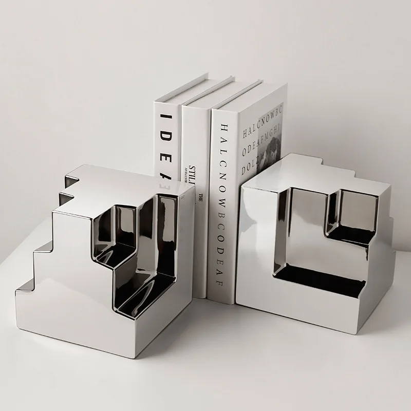 Art geometria rzemiosło rzeźba Bookends Home ozdoby do dekoracji salon koniec książki regał wystrój pulpit