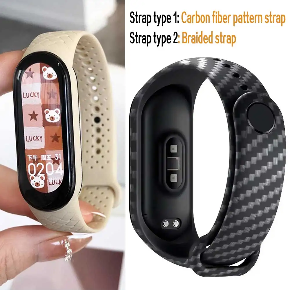 

Ремешок из углеродного волокна для Xiaomi Mi Band 7 nfc, браслет для умных часов MIband 5, силиконовый браслет correa Mi Band 4 5 3 6 9, аксессуары