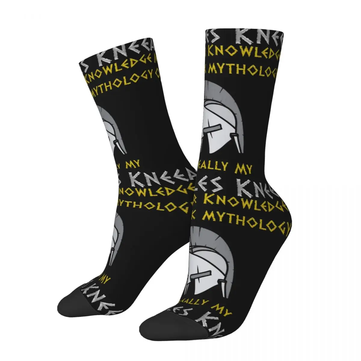 Funny Happy Men's Compression Socks Achilles Knee Retro Harajuku Greek Mythology Ares Ancient Folklore Hip Hop Casual Crew Sock