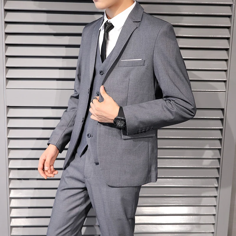 

Suit (Blazer+ Vest + Pants) Wedding Suits for Men Fashion Business Casual Slim-fit Wedding Gentleman Work Evening Suit M-6XL