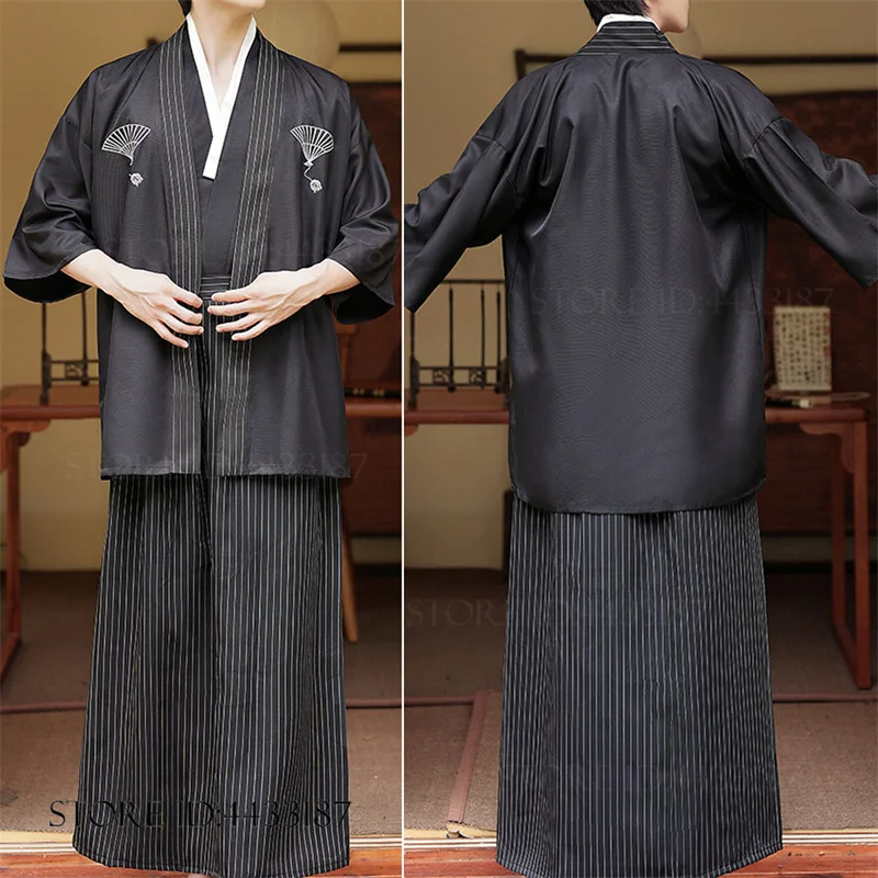 

Japanese Traditional Costume Adult Kid Kimono Robe Yukata Haori Retro Samurai Uniform Cosplay Costume Stage Performance Clothing