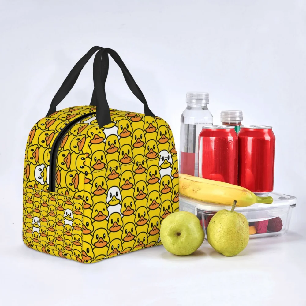 Classic Cartoon Rubber Duck Thermal Insulated Lunch Bag Women Portable Lunch Box for Work School Travel Storage Food Tote Bags