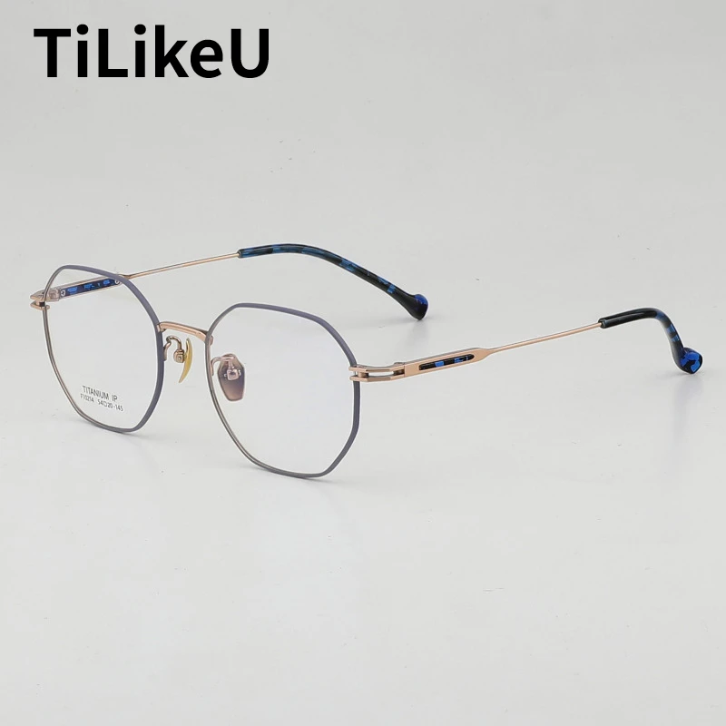 

Pure Titanium Eyeglasses Frames Ultra-light Women Fashion Polygon Large Rim Eyewear Brand Designer Myopia Optical Glasses Female