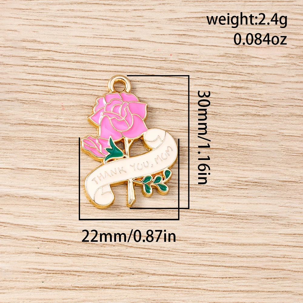 Tusember 10 Stück niedliche Pflanzen-Kaktus-Anhänger, Rosenblüten-Anhänger für handgefertigten Schmuck, Armbänder, Halsketten, Ohrringe – Detail 22