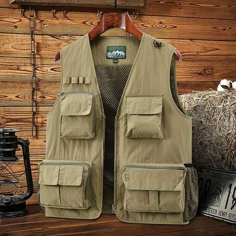 New Tactical Vest Men Zipper Pockets Fishing Vest Military Thin Jackets Outdoor Sports Photography