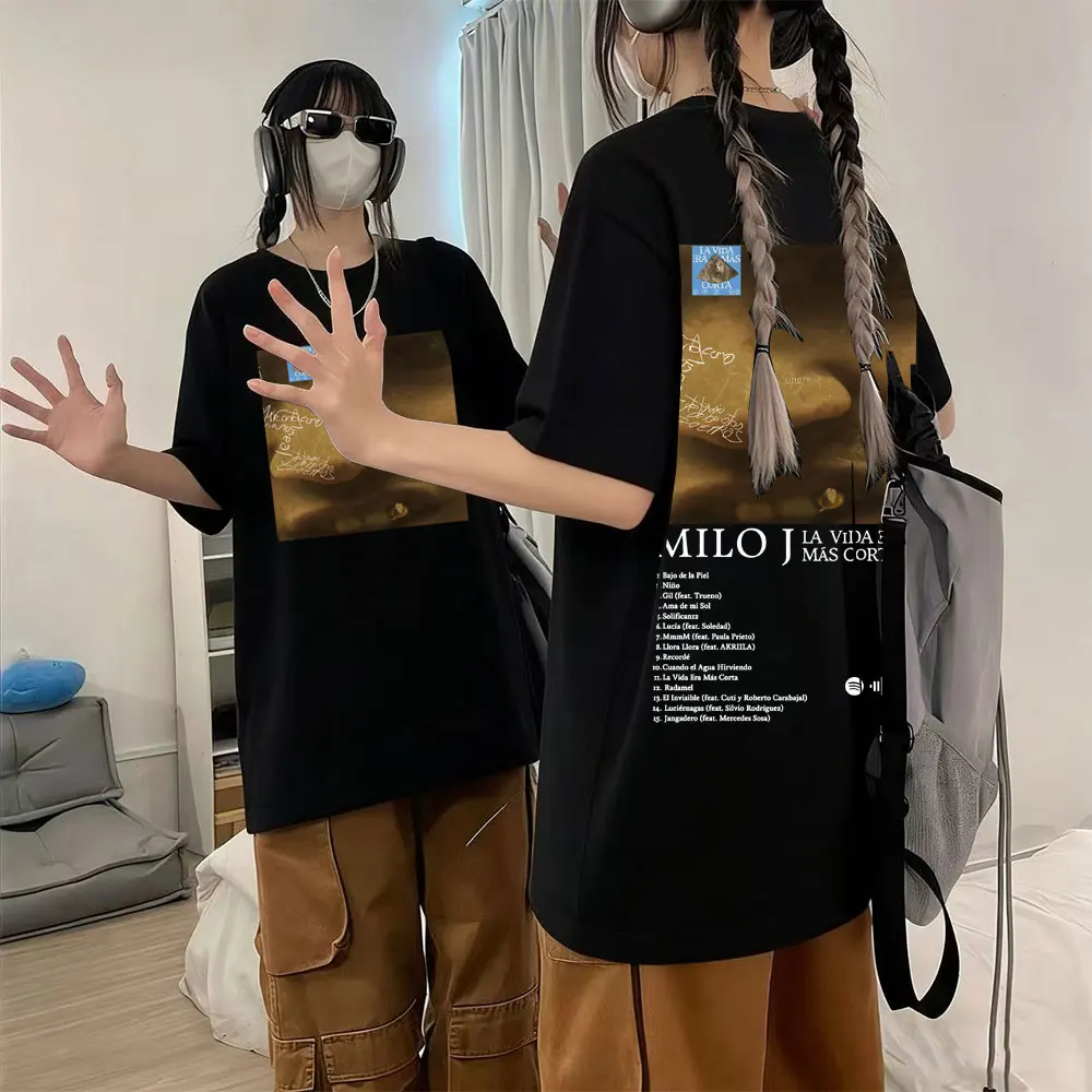

Rapper Milo J La Vida Era Mas Corta Merch T-shirt Men Women Hip Hop Fashion Pop Music T-shirts Oversized Short Sleeve Fans Gift