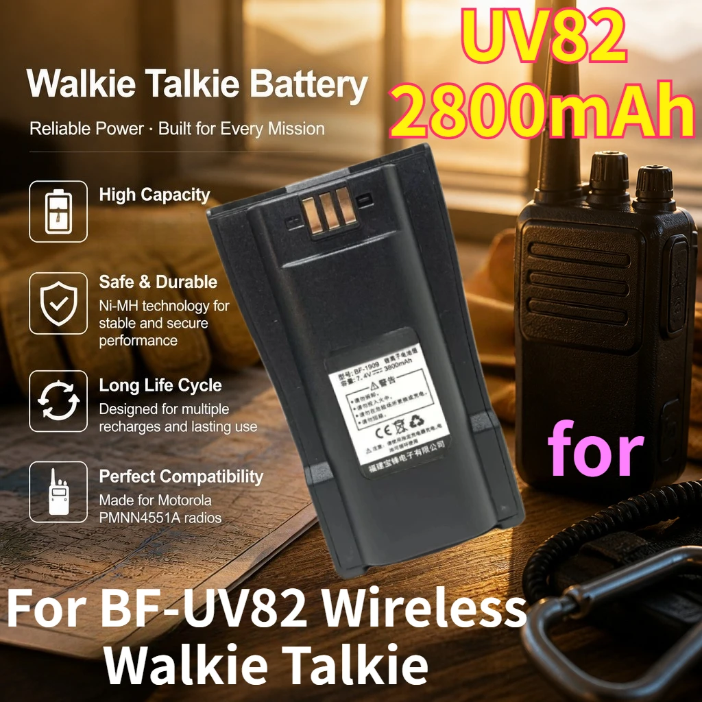 Brand New UV82 7.4V 2800mAh Walkie Talkie Batteries for BF-UV82 Wireless Walkie Talkie Replace Rechargeable Lithium Battery