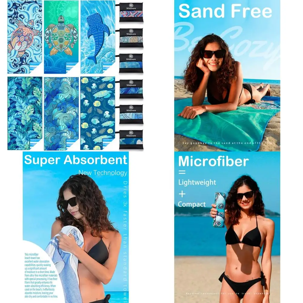 

Ultra-Lightweight Microfiber Beach Towel - Sand-Free, Quick-Drying, Absorbent, Compact for Pool, Camping, and Beach Activities