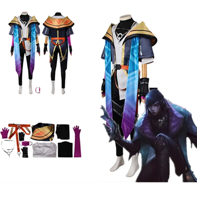 Heartsteel Aphelios Cosplay Game LoL Fantasia Costume Adult Men Top Pants Gloves Roleplay Outfits Halloween Carnival Party Suit