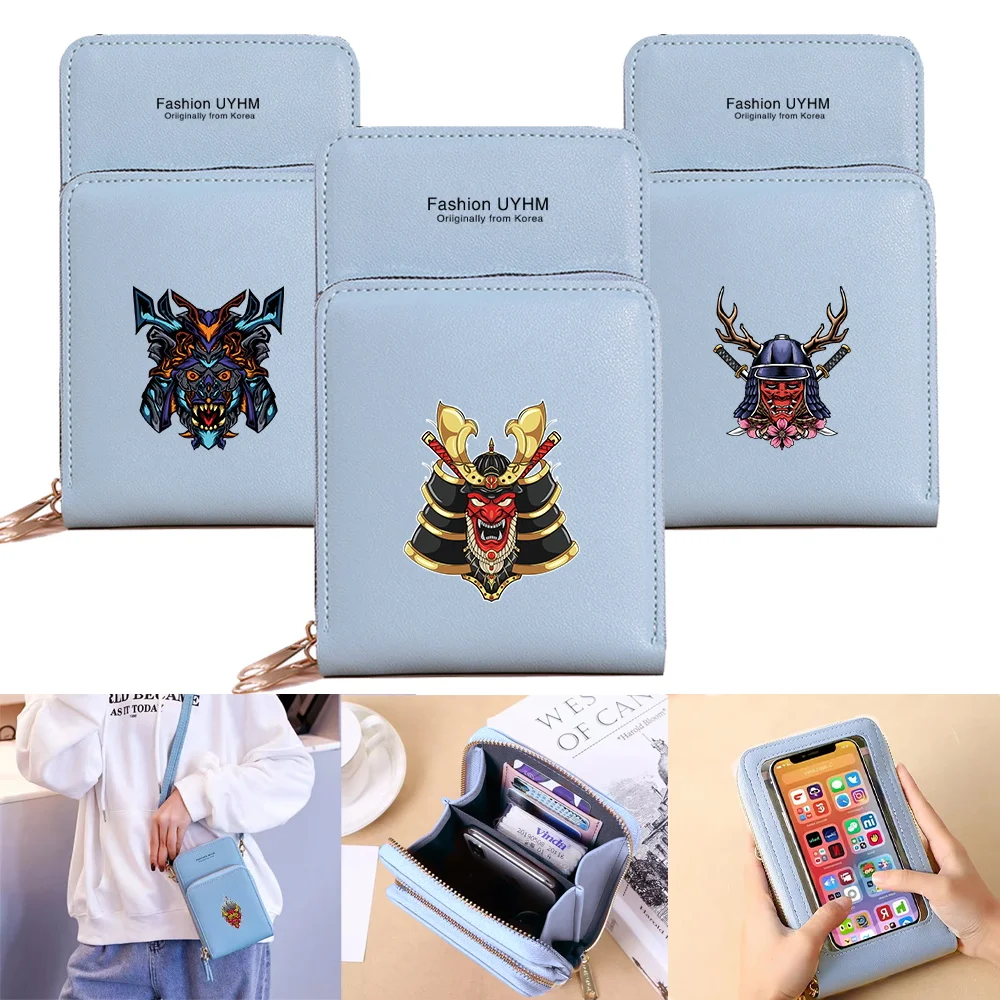 

Pu Leather Wallets Card Pack Waterproof Touch Screen Mobile Phone Bags Women Shoulder Bag Monster Print Money Bag Female Purse