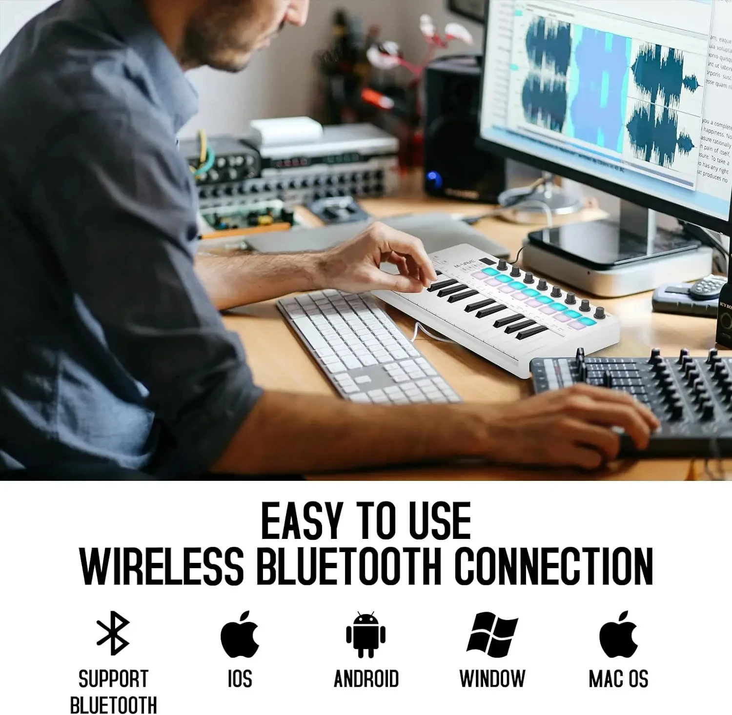 M-VAVE SMK-25 II Pro MIDI-контроллер, клавиатура, 25 клавиш, 16RGB-подставки, 8 кнопок, BT, беспроводная портативная для домашней студийной записи