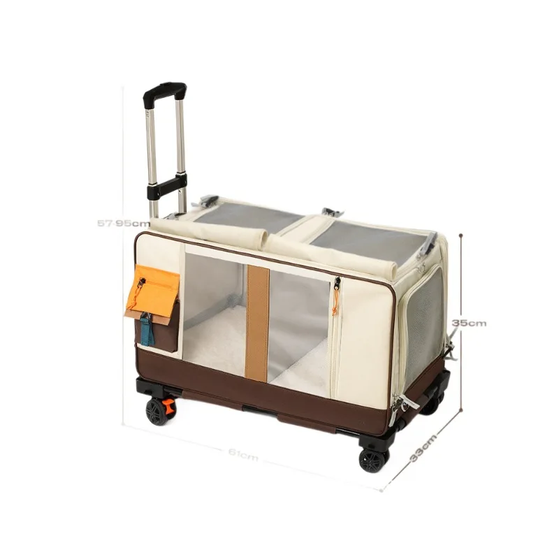 

Переноска на тележке для домашних животных большой емкости, уличная портативная коляска для нескольких кошек, автомобильная клетка, однотонные рюкзаки на молнии для животных для кошек, собак