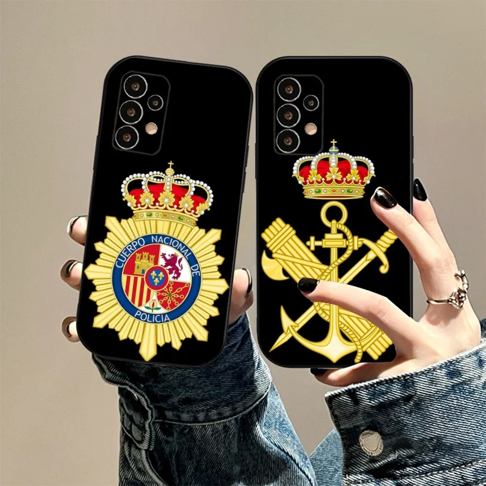 Spain National Police logo Phone Case For Samsung S24,23,23,22,30,21,10,9,Note20 Ultra,Lite,Ultra,5G,Plus,FE,Black Soft Case