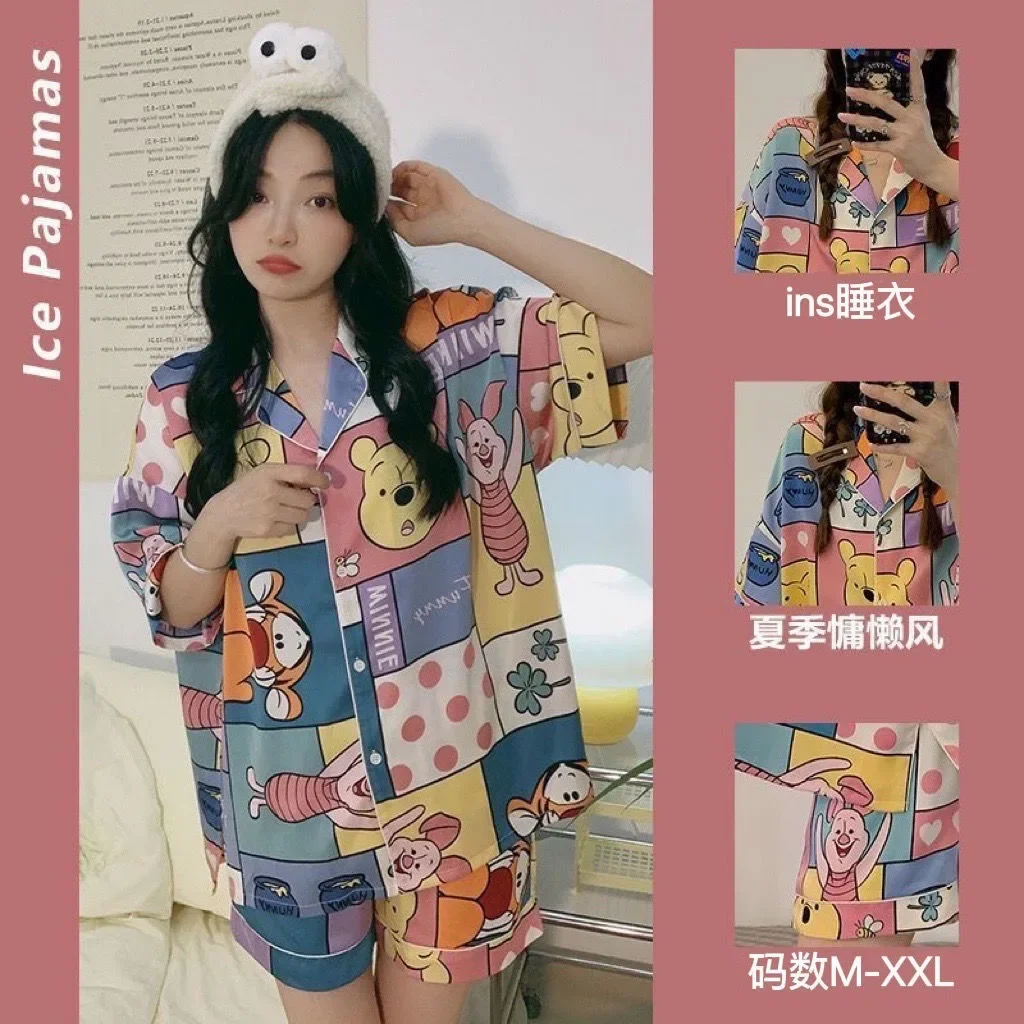 Kawaii Sanrio Pochacco Pajamas for Women 2023 Summer New Rollover Cardigan Cartoon Ins Student Suit Outwear Home Suit